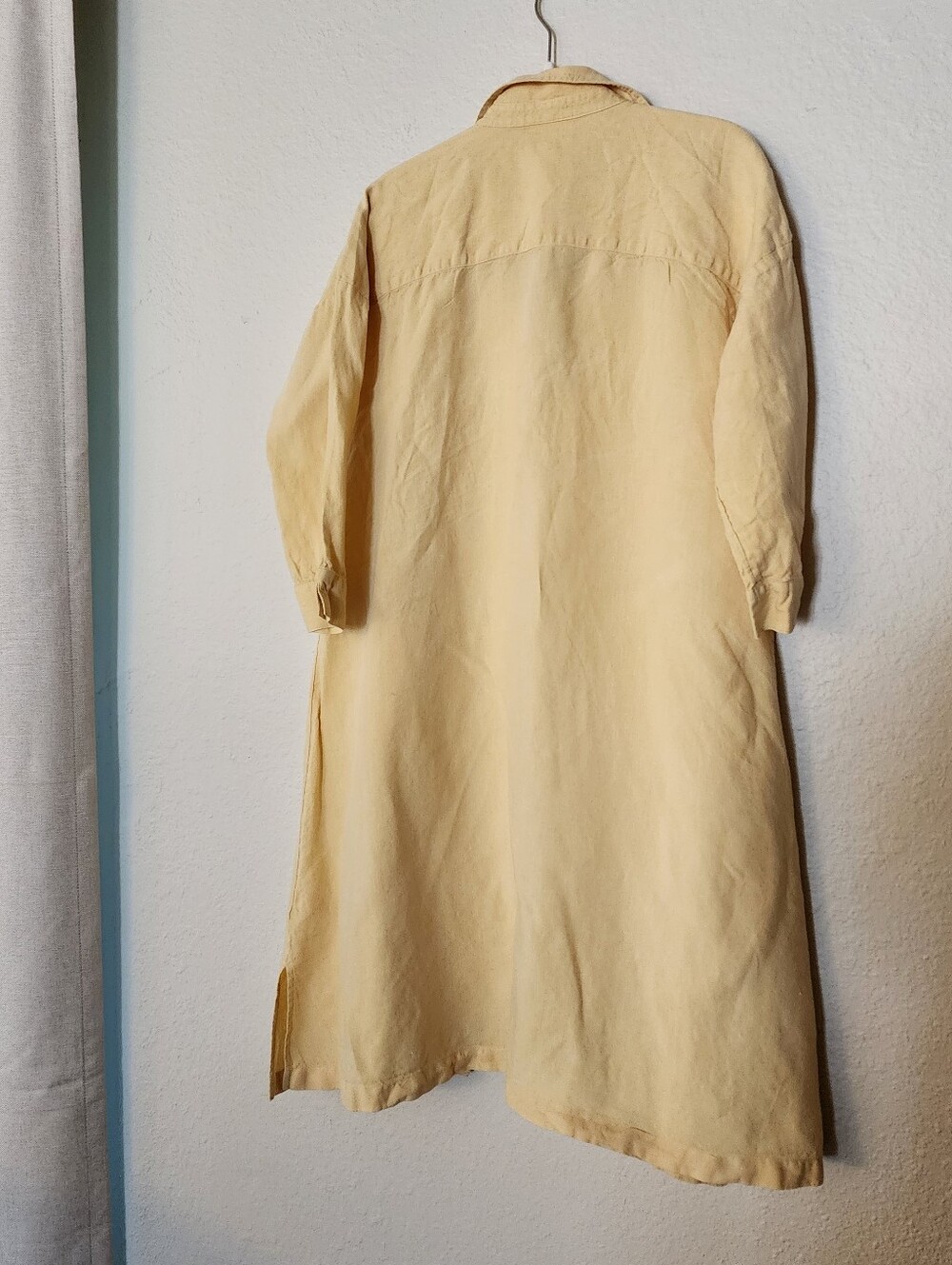 Pure Jill 100% Linen Buttery Light Yellow Button-Front Shirt Dress/ Duster - Picture 6 of 9